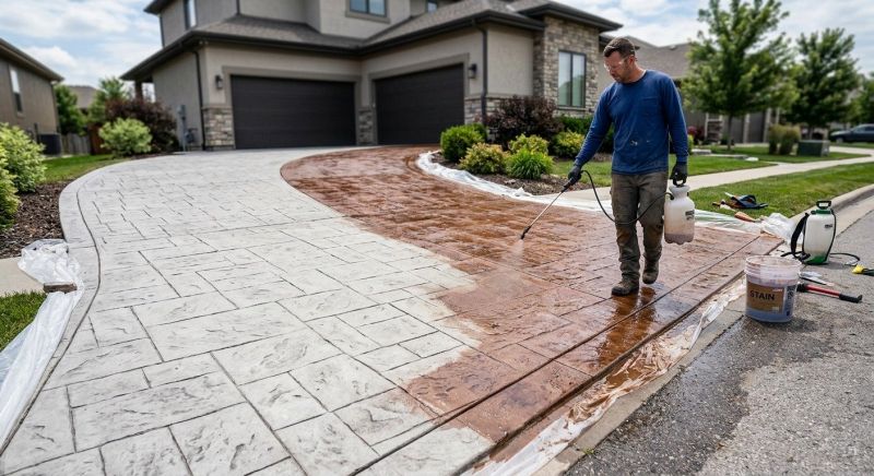 Driveway Concrete Staining in Corpus Christi, TX